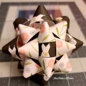 Wedding Gift Bow - wedding dress floral black and pink paper gift bow