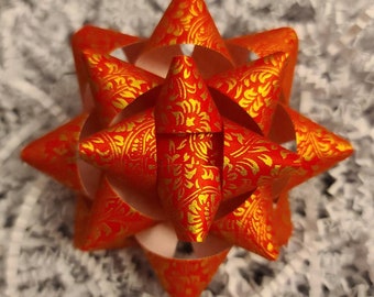 Gift bow - Red and gold Chiyogami handmade paper gift bow