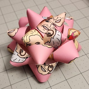 Big Gift bow Golden Girls birthday print pink paper gift bow image 2