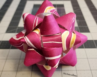 Big Gift bow - big fuchsia and gold marbled paper gift bow