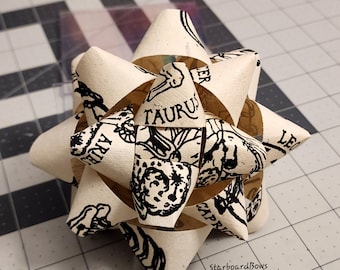 Big gift bow - horoscope print Lokta paper gift bow
