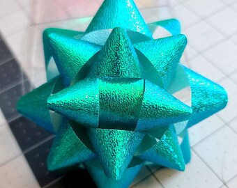 Gift bow - Blue green iridescent glittery paper gift bow