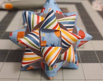 Gift bow - Colorful striped paper birthday bow
