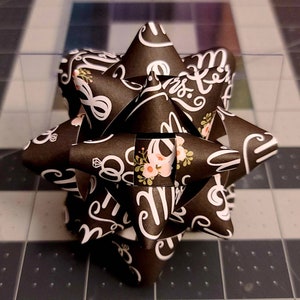 Wedding Gift Bow - elegant black and white floral Mr & Mrs gift bow