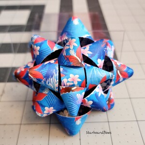 Gift bow - blue white pink Hawaiian flowers gift bow