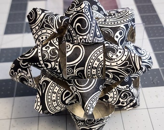 SALE Gift bow - black and white Lokta pattern big paper gift bow