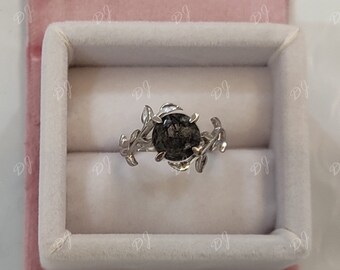 2.3ct Salt and pepper Diamond ring,salt and pepper engagement Ring,Salt and pepper Ring,925 Sterling silver ring,Antique Engagement Ring