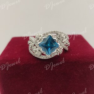 jaren 1930 vintage 2,20 kt Princess Cut verlovingsring in 925 sterlingzilver, antieke verlovingsring, art-decoring, bloemenring, geschenken