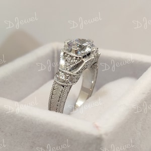 1930s vintage 2.1ct white round cut diamond engagement ring in 925 sterling silver,art deco ring,gift for her,gift for women,rings for women