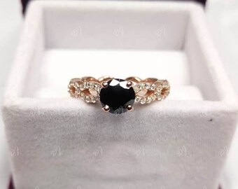 2.3Ct Black Round Diamond wedding Engagement Ring in 925 Sterling Silver,Solitaire ring,Anniversary gifts,Antique Engagement ring,black ring