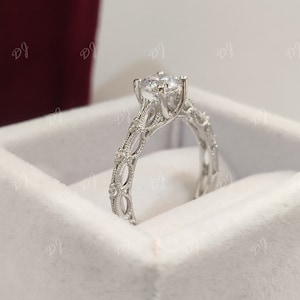 vintage 1.0Ct white Round Cut engagement wedding ring in 925 sterling silver,Antique Engagement ring,Anniversary ring,rings for women,gifts