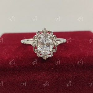 1930s vintage 2.2ct white Oval cut engagement wedding ring in 925 sterling silver, antique engagement ring,oval engagement ring,gift for her