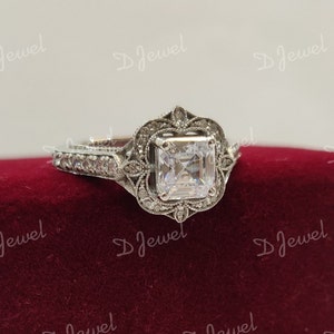 1930s Antique 2.30Ct Asscher Cut diamond engagement ring in 925 sterling silver, Edwardian ring, gift for her, Antique engagement ring,gifts