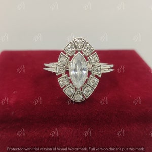 1930s vintage 2.20Ct White Marquise Cut Engagement Ring in 925 Sterling Silver, Antique engagement ring, gift for wife, gift for her, gifts