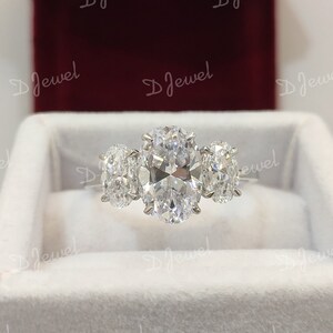 2.50Ct white Oval cut diamond wedding engagement ring in 925 sterling silver/solitaire ring/ Three stone ring/ womens rings/ rings for women