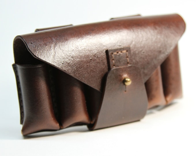 20 gauge Leather shotgun bandolier for belt wear - 6 shell  / Leather shell holder / Belt shotgun shell case / Hunting shotgun shell case