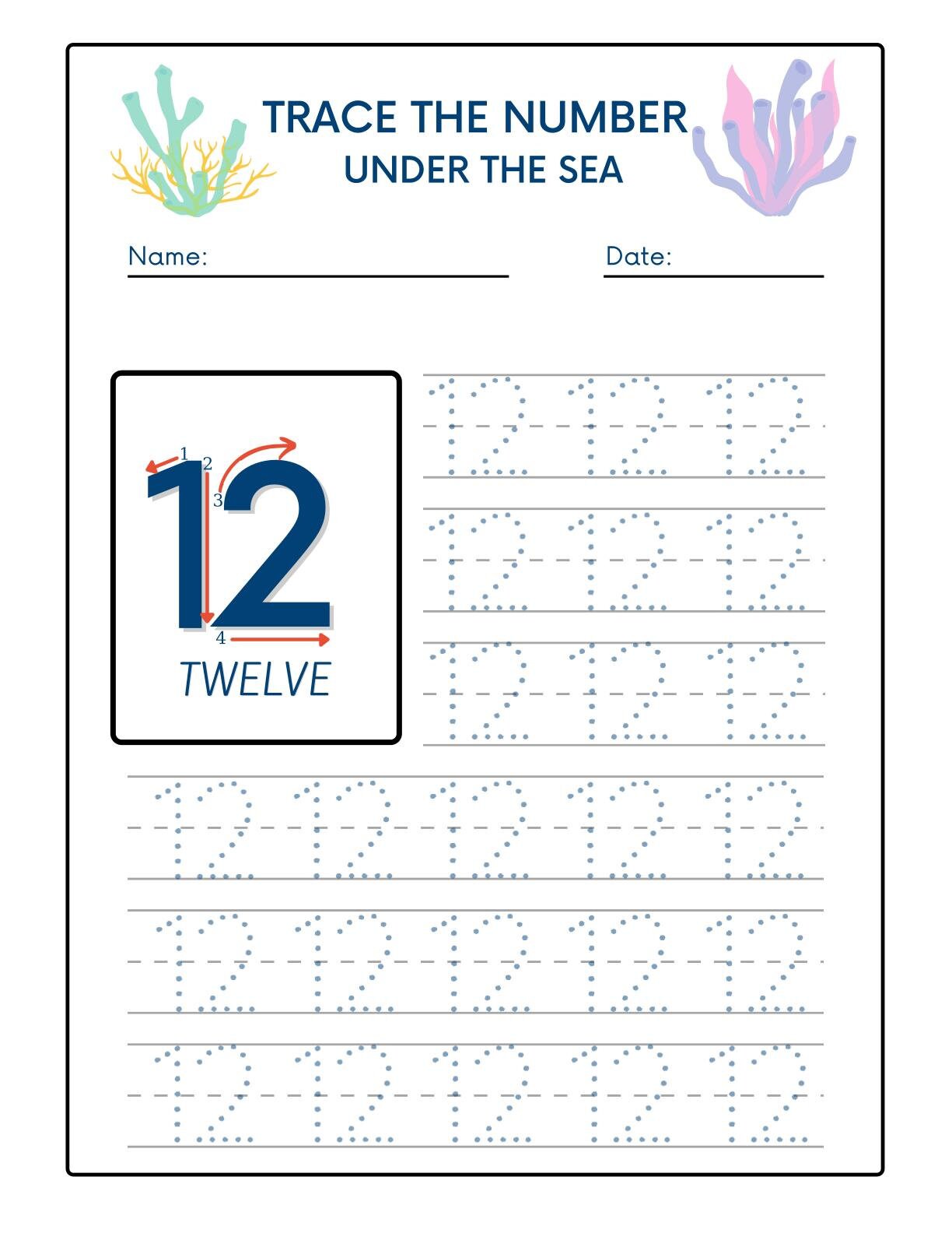 Trace the Numbers 11 to 20 Kids Printable Worksheets Etsy