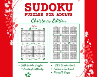 Christmas Sudoku Puzzles for Adults | 160 Printable Games (PDF Download)