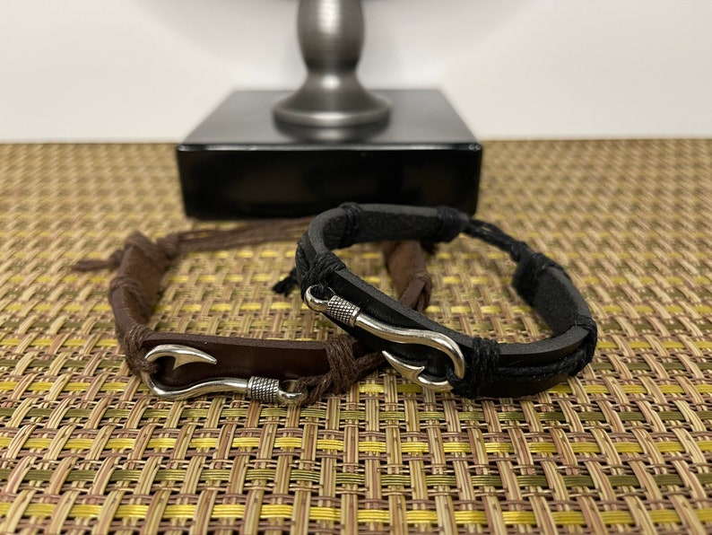Men's Fish Hook Leather Bracelet image 3
