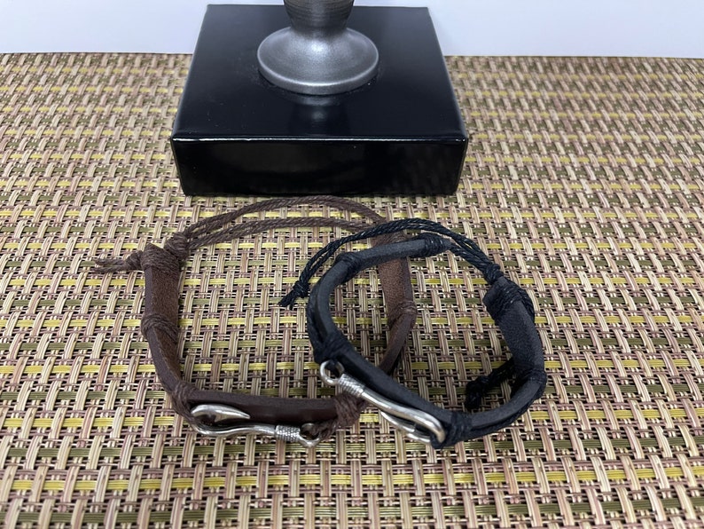 Men's Fish Hook Leather Bracelet image 2