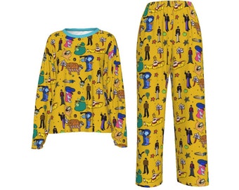 Yellow submarine*trippy rock n roll*Mens&Woman's Long-Sleeve top pants set*loungewear*pajamas*Pj's*sleepwear set*60's - 70's music