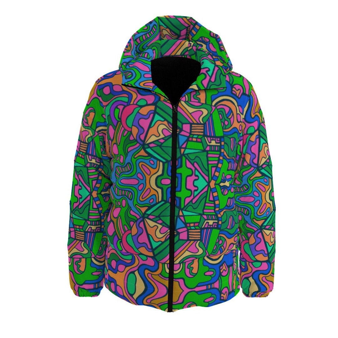 Psychedelic Aztec Loop~ Men's & Woman's Down Jacket ~ Puffer Coat ...