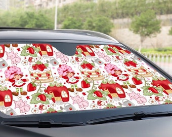 Strawberry * vintage 80’s cartoon * Windshield Sunshade protection for your car | 145cm(57.1”) retro vibes * nostalgia