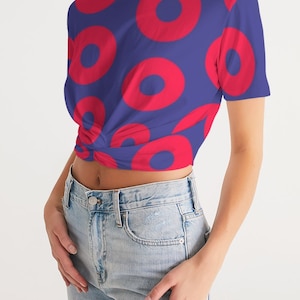 Phish doughnuts * Fishman * Women's Twist-Front Cropped tee shirt * top * festivals clothing * hippie