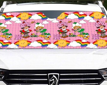 Strawberry * vintage 80’s cartoon * Windshield Sunshade protection for your car | 145cm(57.1”) retro vibes * nostalgia