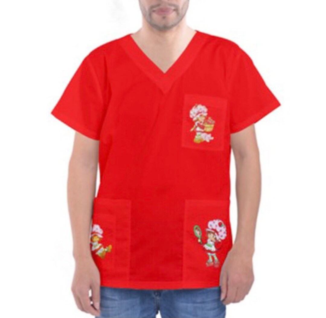 Strawberry Girl 80's Cartoon SCRUB TOPS for All Healthcare and Medical Professionals nurses