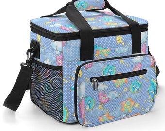 Bären * Vintage 80er Jahre Cartoon * Zusammenklappbare isolierte Kühltasche für 30 Dosen mit verstellbarem Schultergurt * Retro-Vibes * Strand * Wandern *