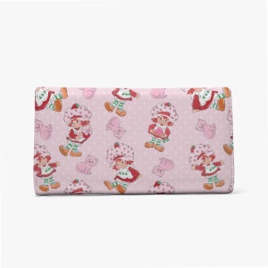 Monedero plegable de mujer *vibraciones años 80* fresa *PU *Tejidos veganos *vieja escuela *Retro *nostalgia *Y2K