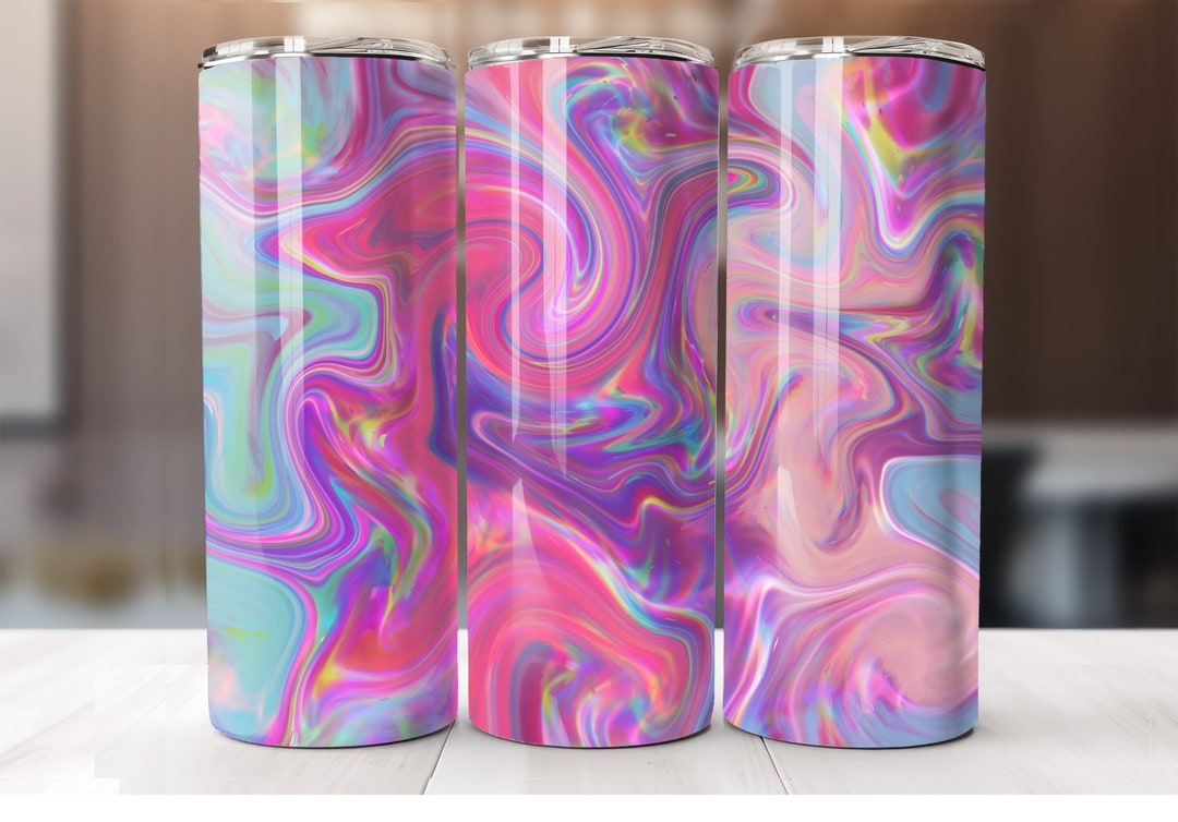 20 Oz Skinny Tumbler Trippy Oil Slick Spill Wrap Template Straight