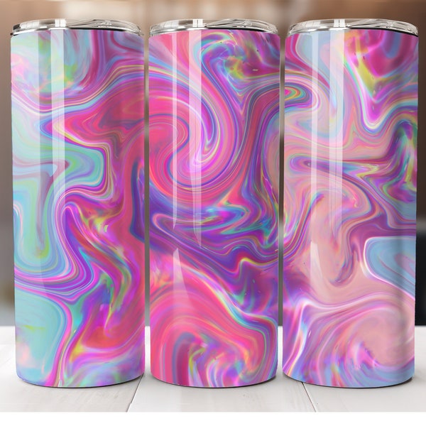 20 oz Skinny Tumbler Trippy Oil Slick Spill Wrap Template Straight Instant Digital Download PNG Sublimation Graphic Design