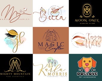 logo-ontwerp op maat voor bedrijven, makelaarslogo, boetieklogo, wimperlogo, aquarellogo, hondenlogo, doodle-logo, initiële logo's