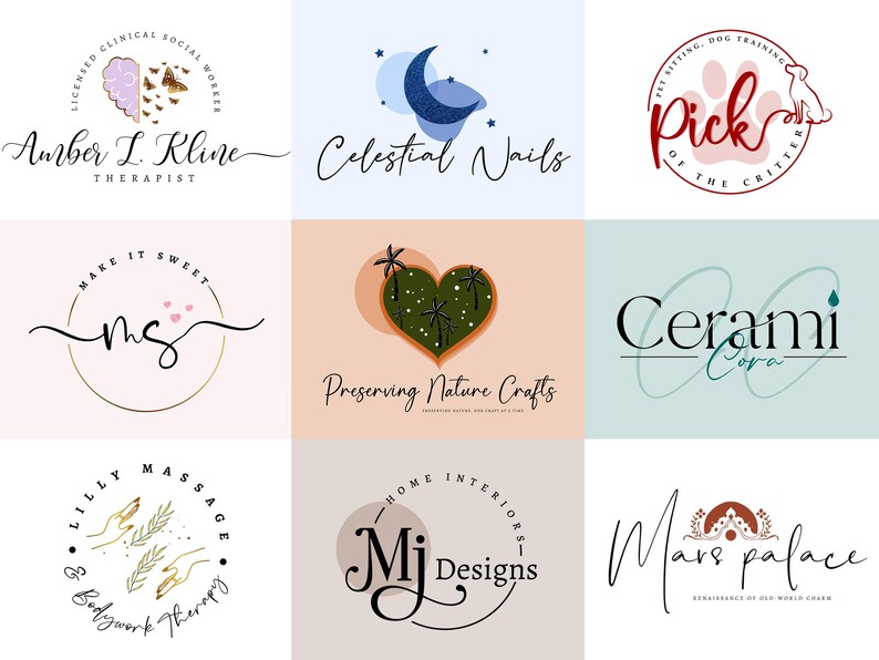 Ich werde ein individuelles Logo-Design und Branding-Kit für Unternehmen, minimalistisches Logo, Logo für Etsy-Shop, Pastell-Logo-Design für elegantes Geschäft erstellen Bild 3