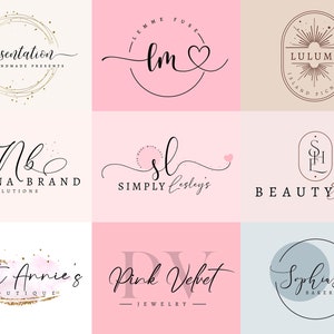 Pink logo, Minimalist logo, Professional logo, initial logo, bohemian logo, Photography logo