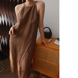 100% Hemp Dress for Women Halter Neck Dress Eco Friendly Hemp Clothing