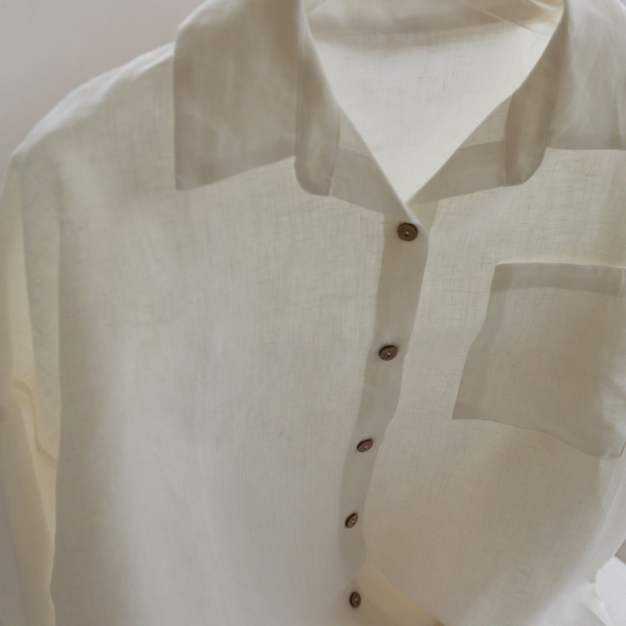 White Linen Shirt KARL, Linen Shirt with Buttons, Men's Shirt