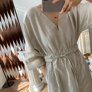 Abito 100% canapa Abito lungo con cintura Abbigliamento ecologico in canapa