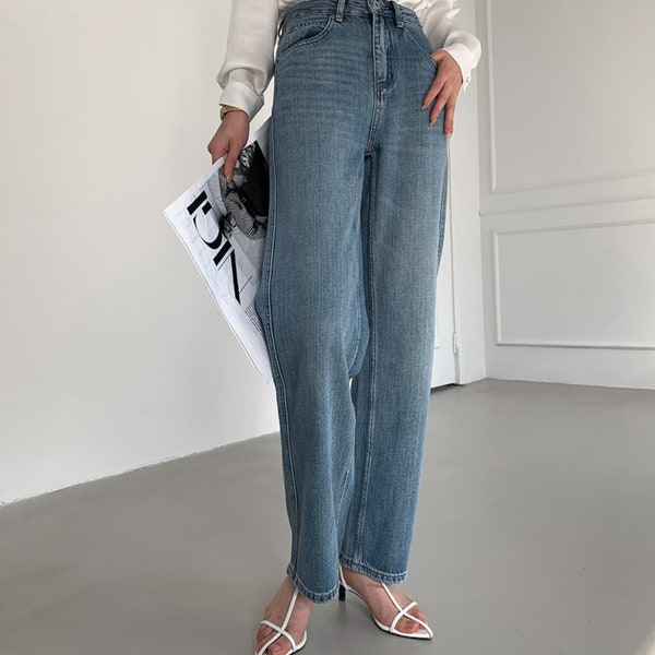 Hanf Jeans Hohe Taille Gerade Hose für Frau Hanf Kleidung