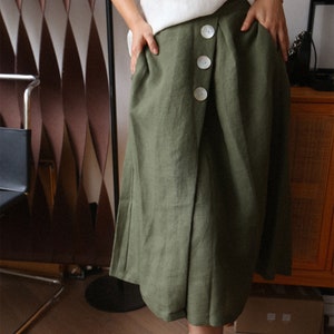 100% Hemp Button Skirt, Slide Cut Hemp Skirt for Women, Eco-Friendly Dress Hemp Clothing