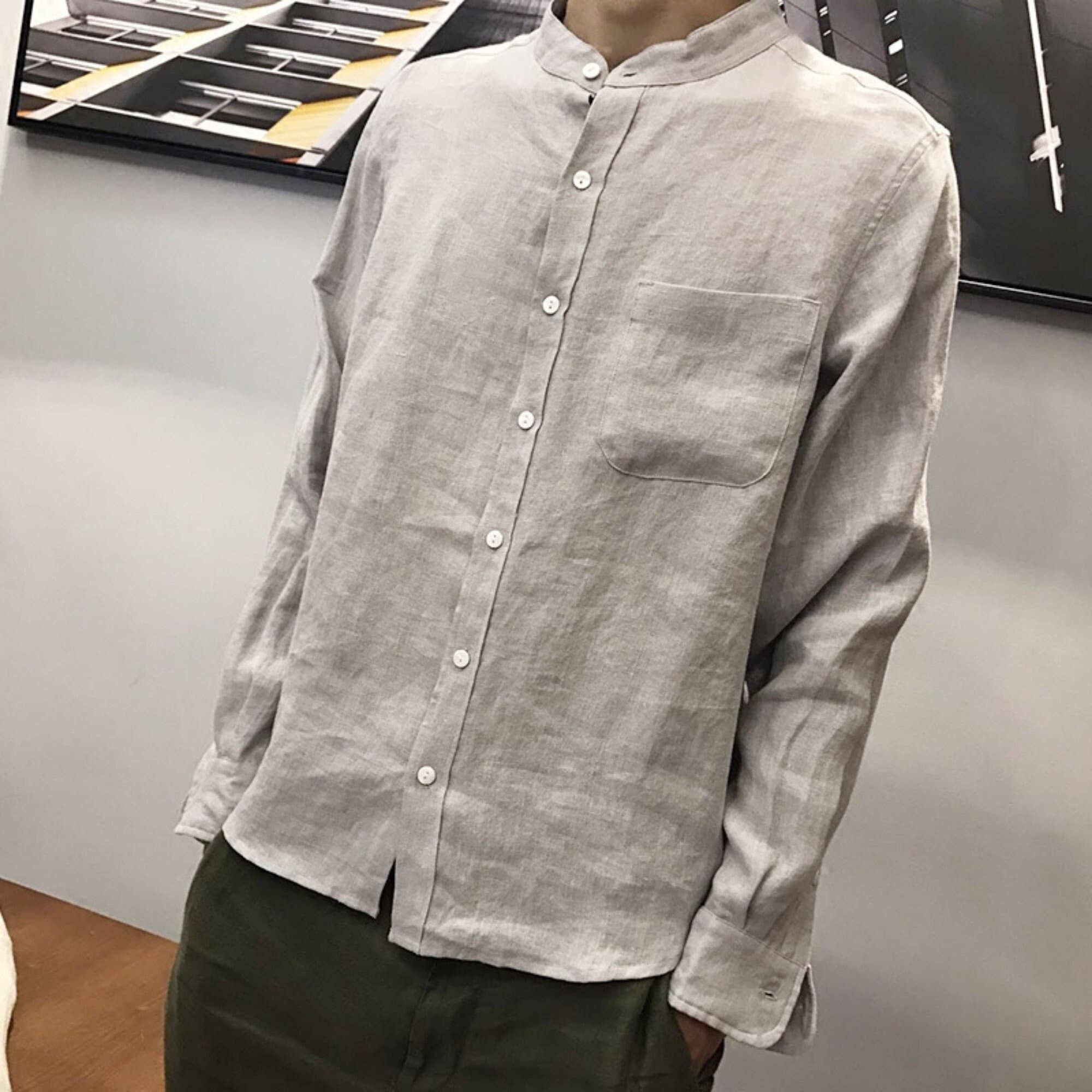 100% Hemp Mens Shirt Collarless Shirt Eco Friendly Hemp Clothing 100% Hemp Mens Shirt Collarless Shirt Eco Friendly Hemp Clothing