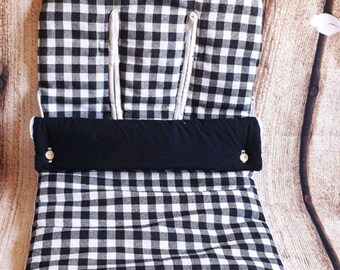 Stroller bag, stroller footmuff - Spring/Summer: black gingham check / black plumeti