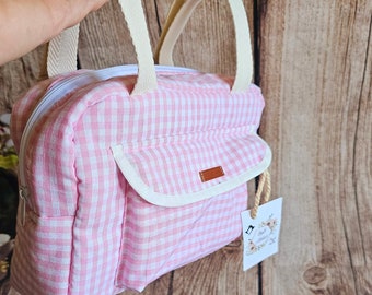 Baby Stroller Organizer Bag, Stroller for Whole Handlebar, Vichy Pink Checks