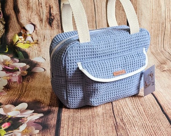 Baby stroller organizer bag, stroller bag for the entire handlebar, Waffle pique color to choose from