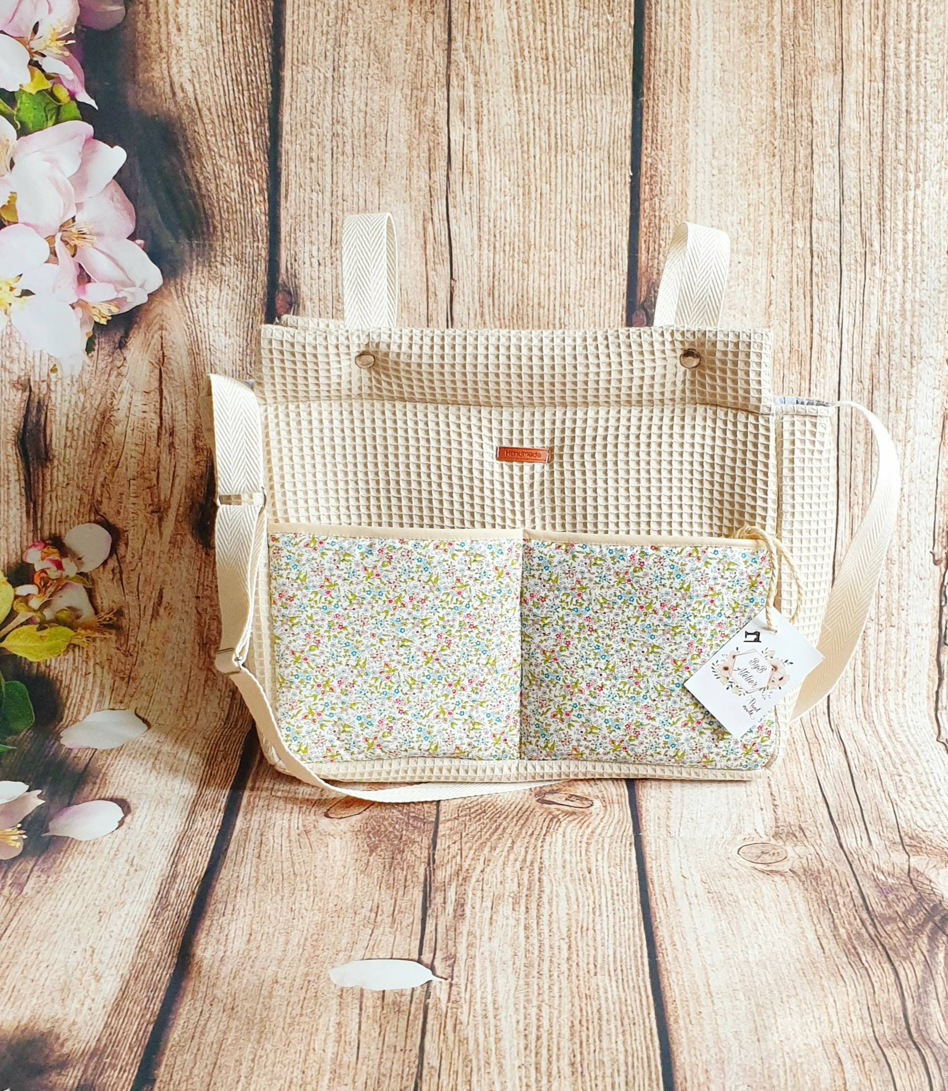 Stroller bag for any type of stroller or light stroller -Waffle Beige, Liberty London flowers
