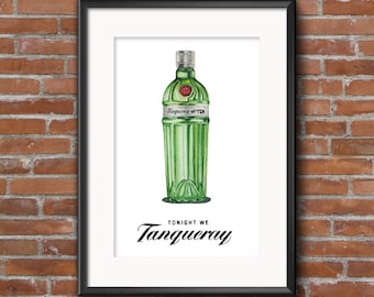 Aquarell Tanqueray Gin Druck