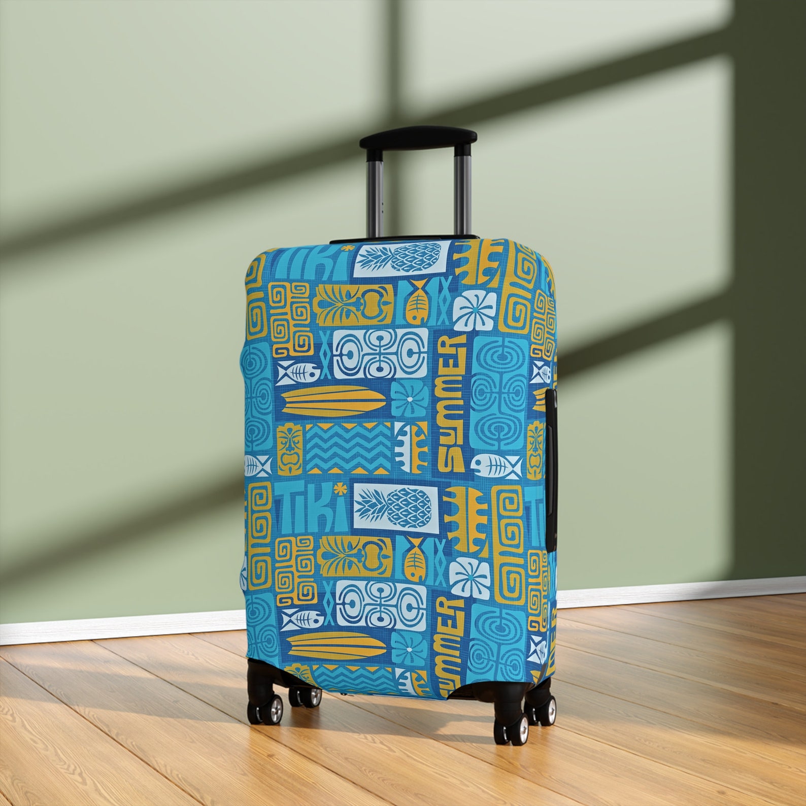 Tiki Pattern Print Luggage Cover Protector