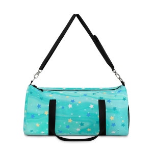 Aqua Sea Stars Duffel Bag, Modern Gym Bag, Weekender Bag, Bright Duffel Bag, Cool Beach Bag, Bright Sports Bag, 2 Sizes, FREE SHIPPING